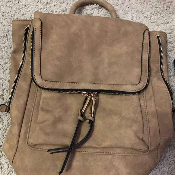 Bags Backpack Purse Taupe Suede Poshmark